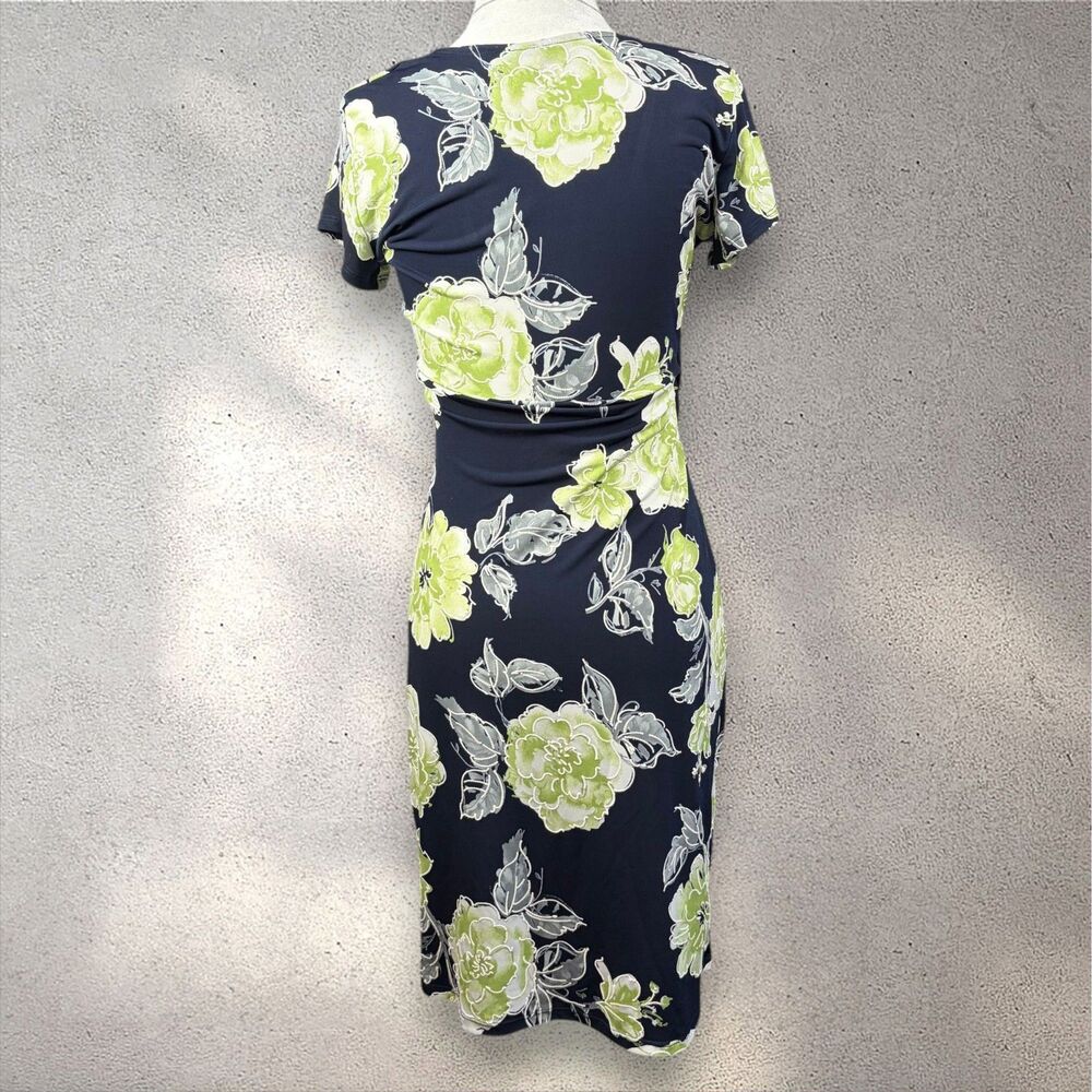 Shelby & Palmer Floral Wrap Dress Women's S Navy Green Midi Summer Wedding Party - Picture 2 of 11